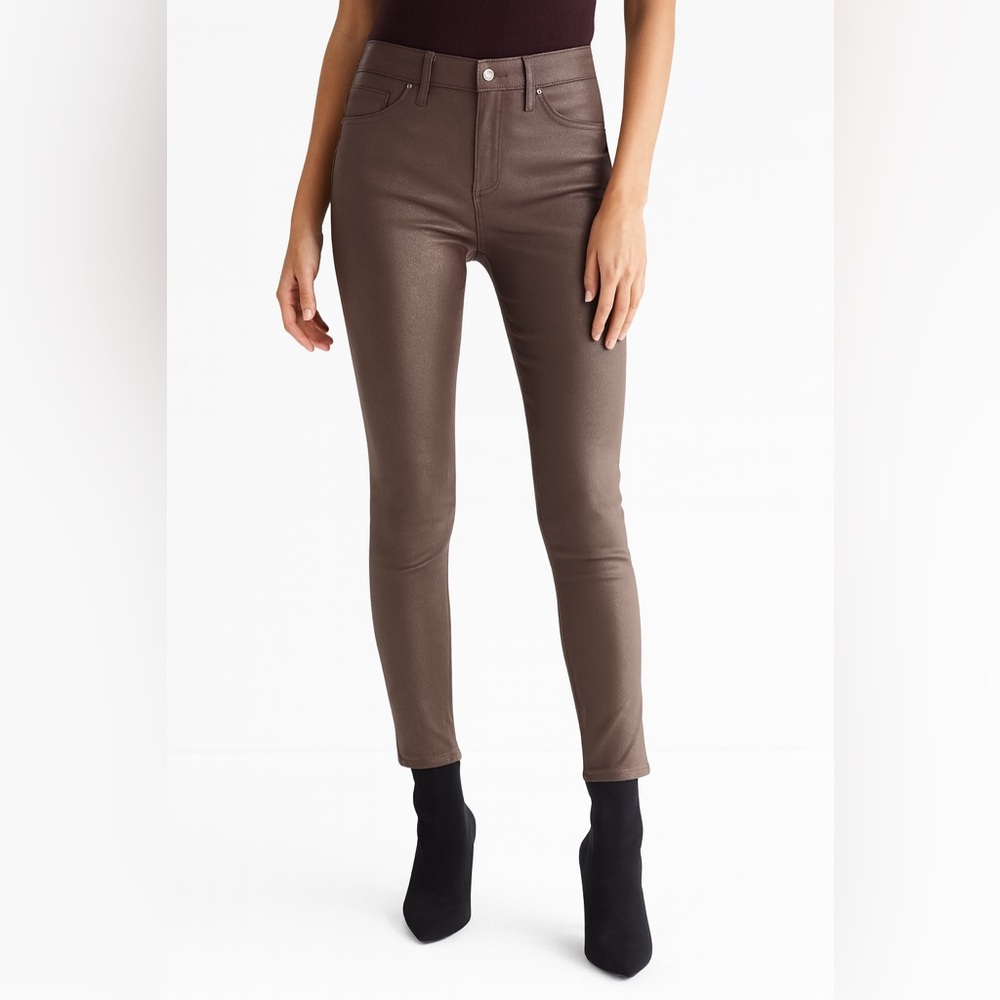 Express Coated Skinny Jeans – Size 10R, Taupe Metallic Finish